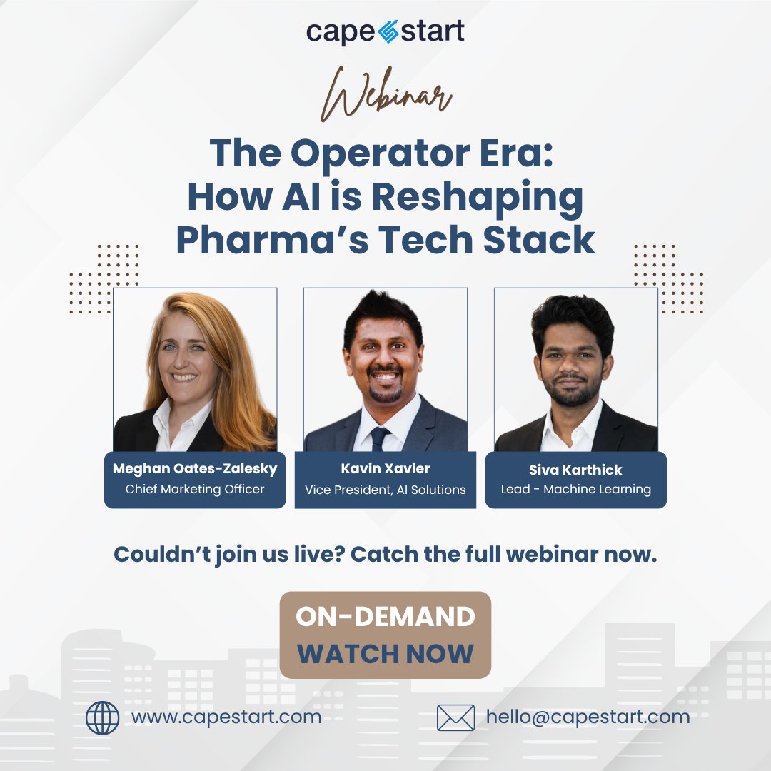 capestart's tweet photo. Missed our live webinar? The recording is now available on demand.

Get instant access to the recording:
https://t.co/UTI9jPpO1x

#AgenticAI #EnterpriseAI #PharmaAI #LifeSciences #Webinar https://t.co/x5Pbz1VwWo