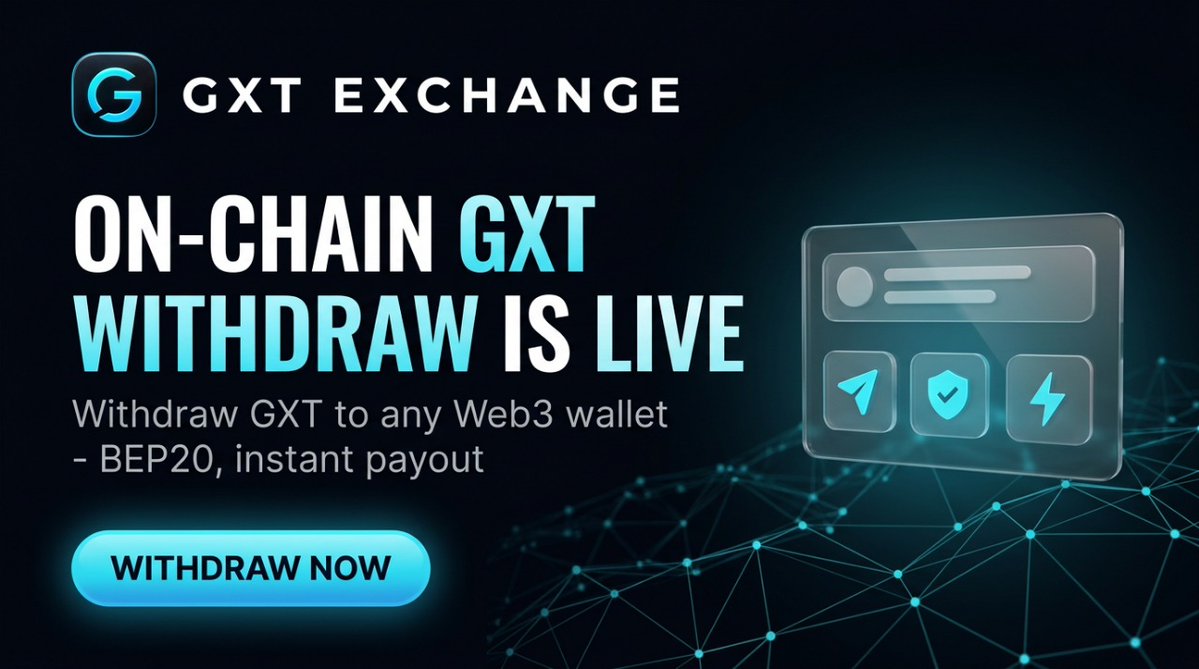 GXTExchange's tweet photo. On-chain GXT withdrawals are LIVE ⚡ 

Withdraw your $GXT straight to any Web3 wallet - BEP20, instant automated payout. 
👉 https://t.co/S7oZfsvBtZ

 #GXT #GXTExchange #Web3 #BEP20 #Crypto https://t.co/I2RLY7R9wH