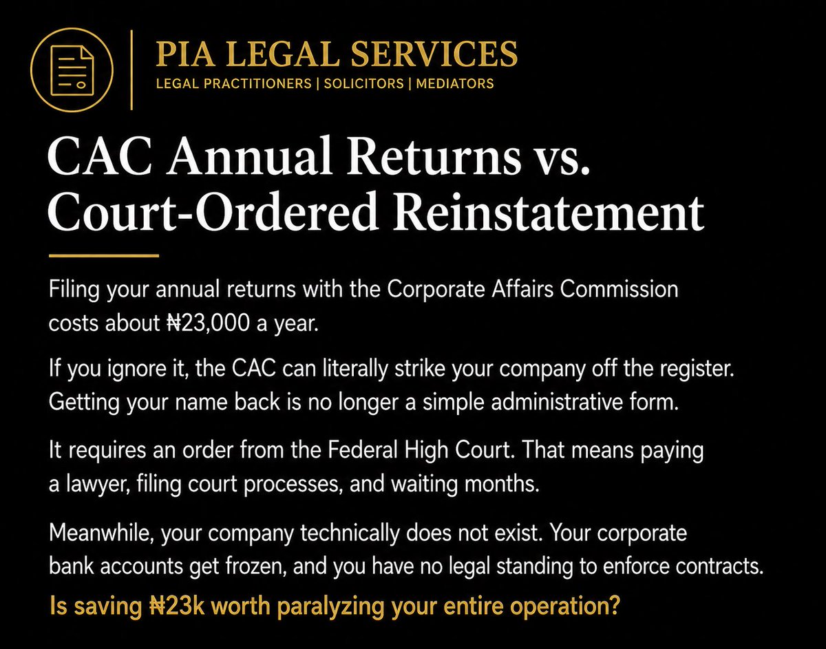 PIALegal_'s tweet photo. Compliance isn’t expensive. Non-compliance is.

Every business decision has a legal cost, whether you pay for compliance today or the consequences tomorrow.

📩 info@pialegalservices.org
🌐 https://t.co/UPaGqHYtzV

Law. Structure. Protection. https://t.co/2rfpzQWi5r