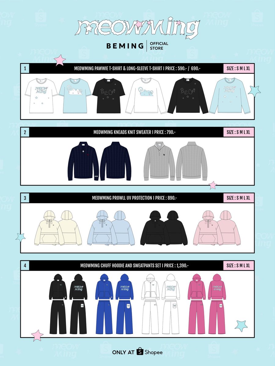 BemingOfficial's tweet photo. MEOWMING UNLOCKED 🔓
LINE-UP NOW AVAILABLE! 🛒💥

👕 Pawwie T-Shirt & Long-sleeve - เสื้อยืด/แขนยาว ดีไซน์โอเวอร์ไซซ์
☀️ Prowll UV Protection - เสื้อกัน UV ฮู้ดดี้ สวมง่ายใส่สบาย
🧶 Kneads Knit Sweater - สเวตเตอร์ไหมพรมคอซิป ลายถัก Cable Knit
🛸 Chuff Hoodie & Sweatpants Set - เซตฮู้ดดี้และกางเกงวอร์มโอเวอร์ไซซ์

มาช้อป Exclusive Collection ลุคเดียวกับคุณอู่อู๋และคุณเซฟ แล้วมารอฟินต่อกับกิจกรรมสุด Exclusive ที่กำลังจะตามมาแบบจัดเต็ม!
🛒 BEMING Official Store Only at Shopee

MEOWbeMINGxAUAUSAVE AUAUSAVEMeowMing #MEOWMING #BEMING #ShopeeBemingxAUAUSAVE #OnlyatShopee #ShopeeTrendy
