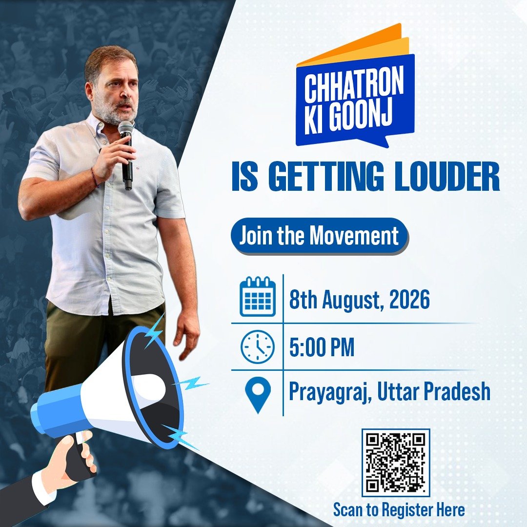JitendraSAlwar's tweet photo. After Kota and Dehradun, Chhatron Ki Goonj is now coming to Prayagraj, Uttar Pradesh. 

Join the movement on 8th August, 2026. Raise your voice and stand with India's students. 
📍Prayagraj, Uttar Pradesh https://t.co/HMpczun4oh