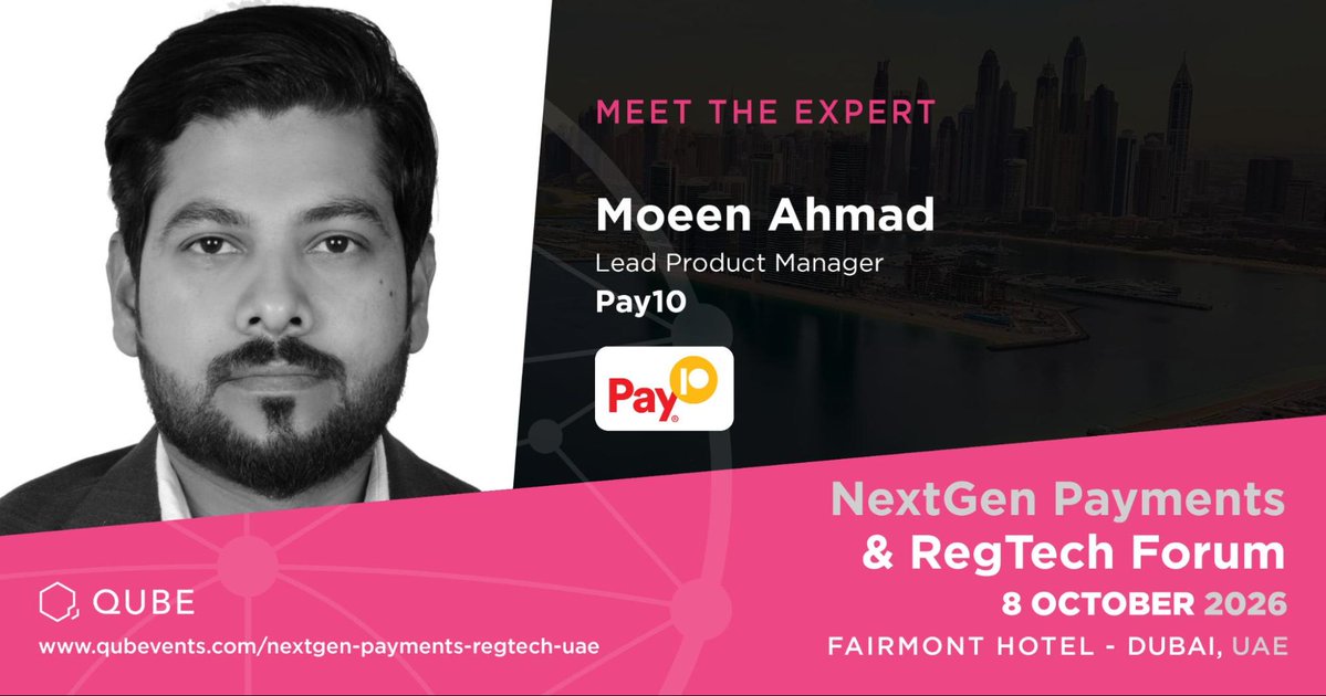 qubevents's tweet photo. Moeen Ahmad, Lead Product Manager at Pay10, joins the NextGen Payments & RegTech Forum β Dubai to discuss Agentic Payments. Register: https://t.co/gdKtCBykem
#qubevents #Payments #RegTech #Dubai #UAE #AgenticAI #AgenticPayments #DigitalTransformation #Fintech #Innovation https://t.co/iOGWzV7YFP