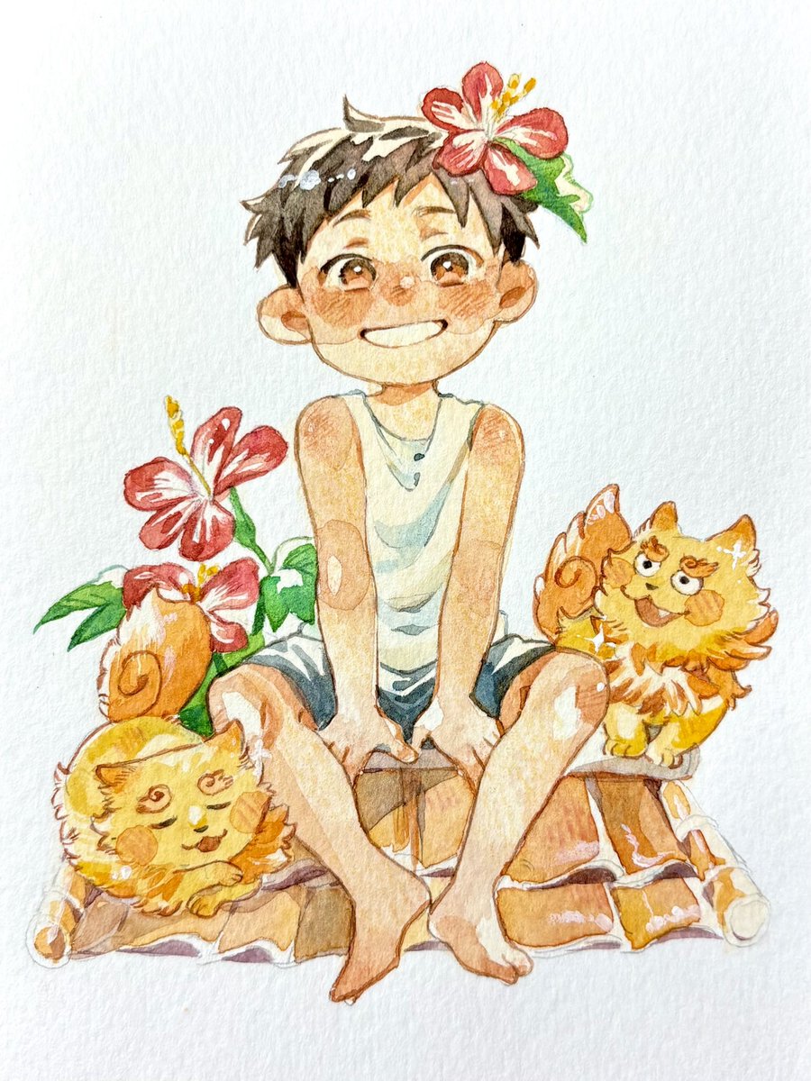 Hnm1205's tweet photo. 「夏の子」

沖縄のゆったりした時間好きなんだ

 #illustration #iyn #iyn企画に参加します 
 #イラスト #水彩 https://t.co/htdeQ0WWhd