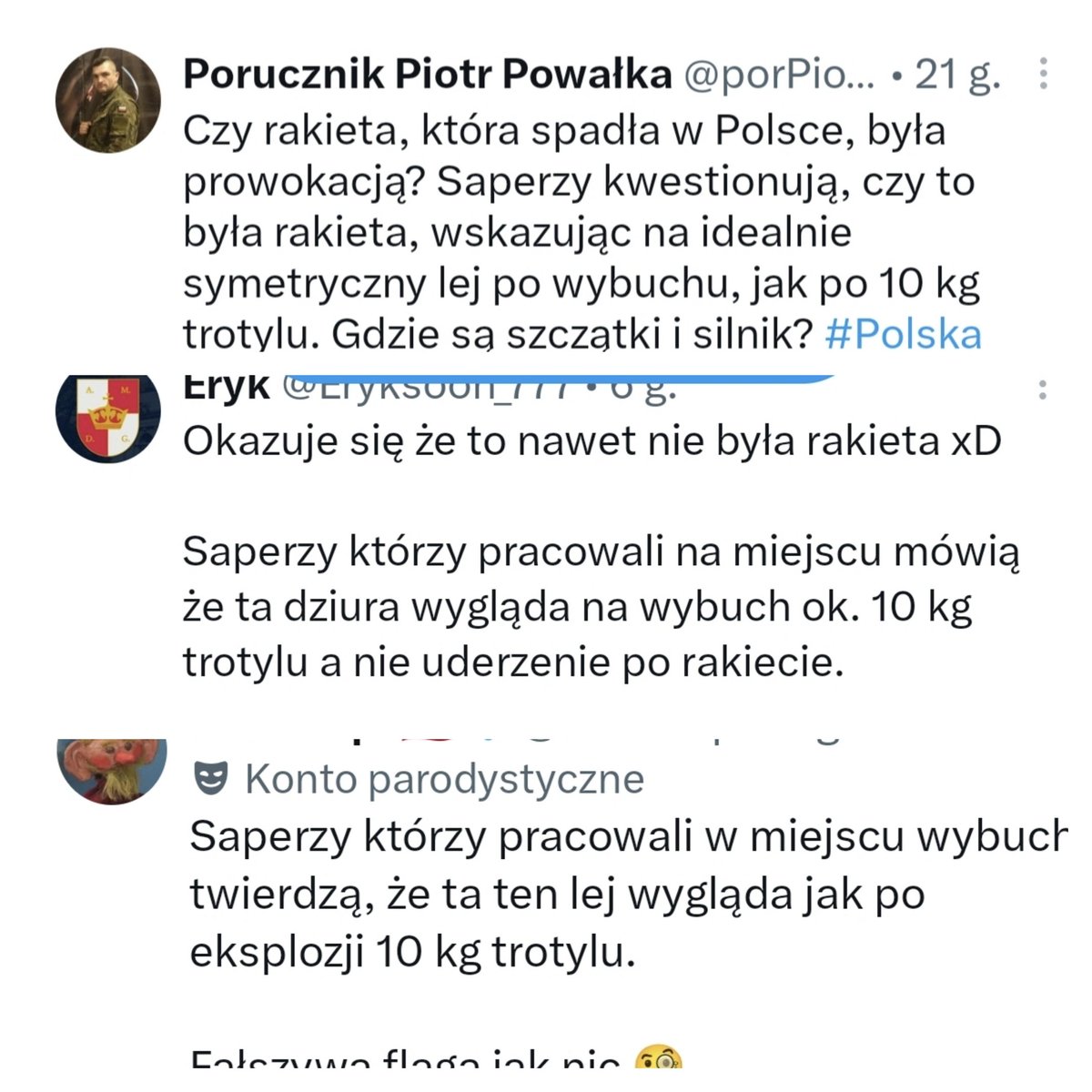 UOciesa's tweet photo. @tygpowszechny Ciekawe skąd przyszedł przekaz? Bo jakoś nigdzie nie można znaleźć informacji od jakichkolwiek saperów... https://t.co/0vaz13bpyT