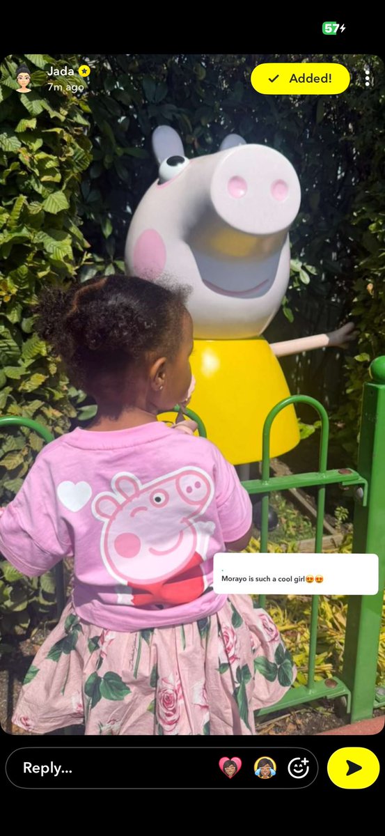 blackebony28's tweet photo. Jada p via snap ❤️

Morayo finally met Peppa Pig 😍🤩 https://t.co/fLMd5Pknrk
