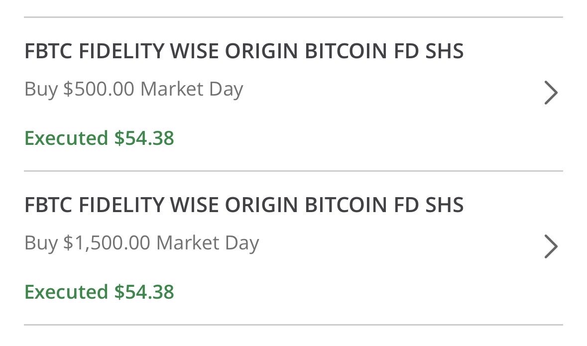ETFAndChill's tweet photo. Taxable & #RothIRA buys today! 💪
This completes our $FBTC buys for the time being, we overshot the 5% allocation but that will even out as we get back to contributing to our core $VOO $VGT $SCHG 🏦 https://t.co/IsUyI5xVDz