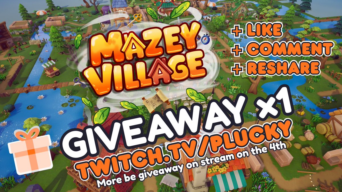 xpluckyvt's tweet photo. Mazey Village Steam Code Giveaway!

Winner will be announced on 5th of august!
+ Like
+ Comment
+ Share
This is for Cozy game 
https://t.co/sBKJWVdBk4

#cozygames #vtubers https://t.co/uC4pktzZNH