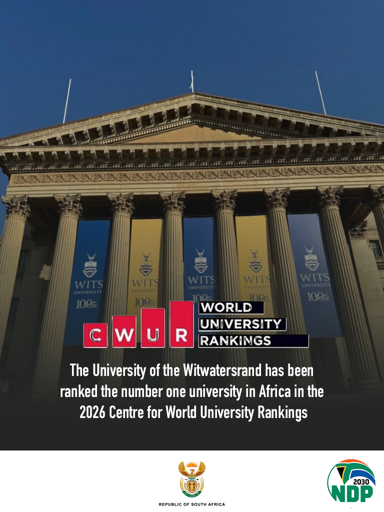 GovernmentZA's tweet photo. CONGRATULATIONS are in order!

The University of the Witwatersrand (Wits) for being ranked the top university in Africa, according to the 2026 Center for World University Rankings (CWUR). 

This placement also puts Wits in the top 1% of higher education institutions globally, ranking 200th out of more than 21,000 institutions assessed worldwide. 

#GovZAUpdates #CapableState