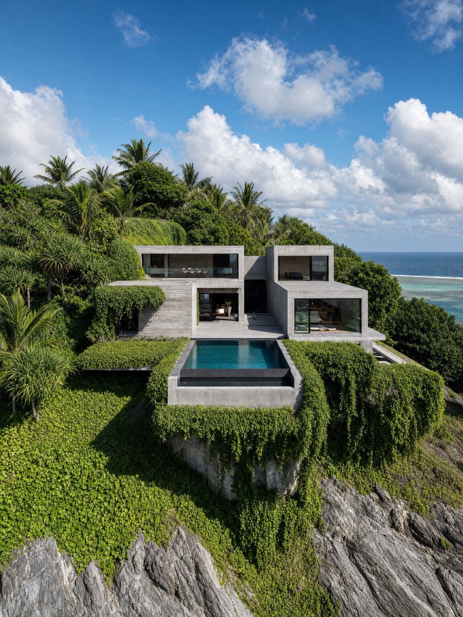 hutdesigns's tweet photo. Raw concrete meets tropical greenery 🍃 https://t.co/BgPQ6dHcy8