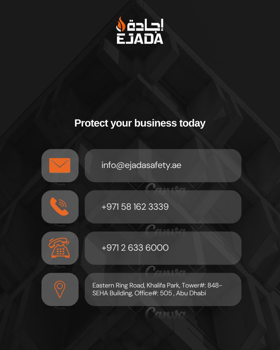 ejadasafety's tweet photo. EJADA Safety Consultancy supports businesses across Abu Dhabi with expert safety solutions and long-term compliance strategies.

#EjadaSafety #EjadaSafetyUAE #EjadaAbuDhabi #SafetySolutions #FireSafetyUAE #BusinessSafety #HSEUAE https://t.co/3Qwi5RlShR