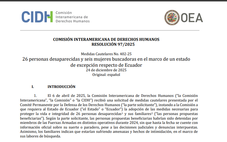 NandoBastias's tweet photo. Por disposición de la @CIDH, este viernes 31 de julio @DefensaEc debió participar en una mesa de diálogo conformada por instituciones del Ejecutivo para entregar información sobre personal militar que participó en múltiples desapariciones forzadas en 2024

Por disposición de @DanielNoboaOk, MIDENA no solo no participó, sino que se negó a cumplir dicha disposición.

Abro hilo sobre la impunidad perpetuada por el régimen de Daniel Noboa:🧵