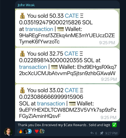 LittleCatesol's tweet photo. Community rewards are flowing. 🔥

Real holders. Real distributions. $CATE rewards are landing directly in community wallets, proving that loyalty pays.

Hold strong, stay active, and stack more $LITTLECATE. The next reward could be yours. 🐱💰🚀

@PoorGoat_  @blknoiz06 @a1lon9 @Pumpfun