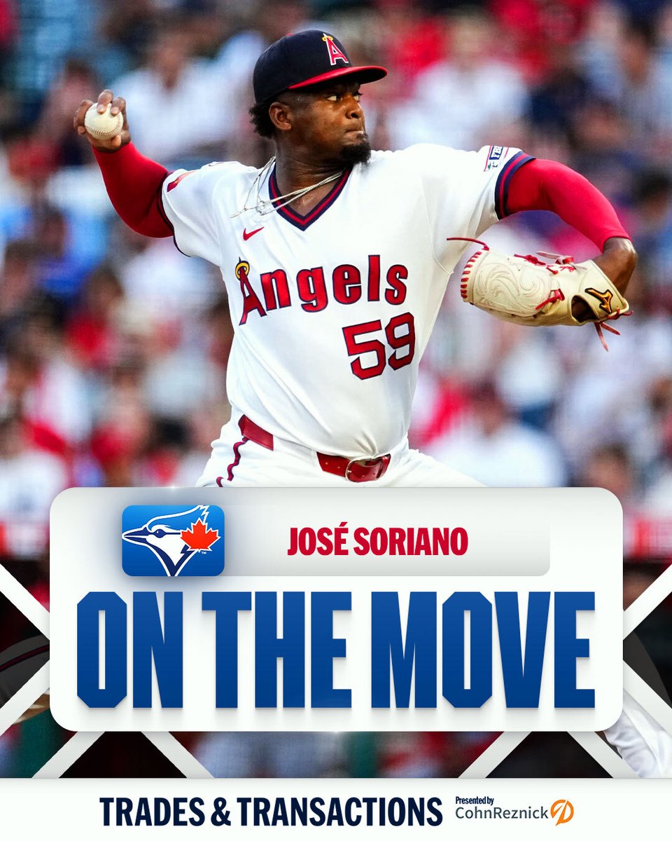 MLB's tweet photo. Blue Jays reportedly acquire RHP José Soriano from Angels, per multiple reports including MLB's @Feinsand.

(MLB x @CohnReznick) https://t.co/trw9VQRPV0
