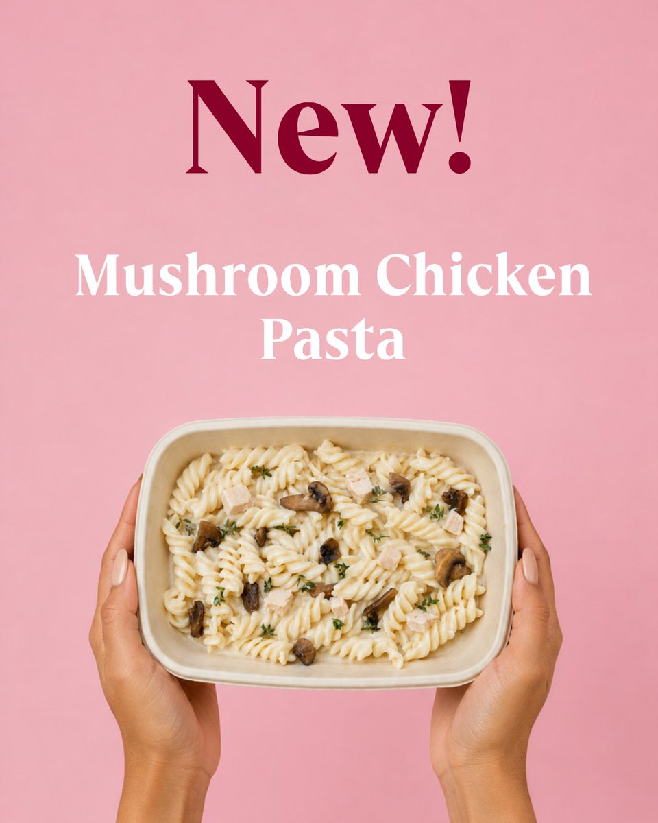 Pretksa's tweet photo. 🍝عندما يجتمع الطعم الغني مع التغذية المتوازنة!

باستا المشروم بالكريمة مع الدجاج، والمشروم، والجبن، وصلصة كريمية لذيذة...وكل ذلك مع 24 غرامًا من البروتين في كل وجبة. 💚

وجبة مشبعة، غنية بالنكهة، ومثالية لأي وقت من اليوم. https://t.co/6EUqbNDkGZ