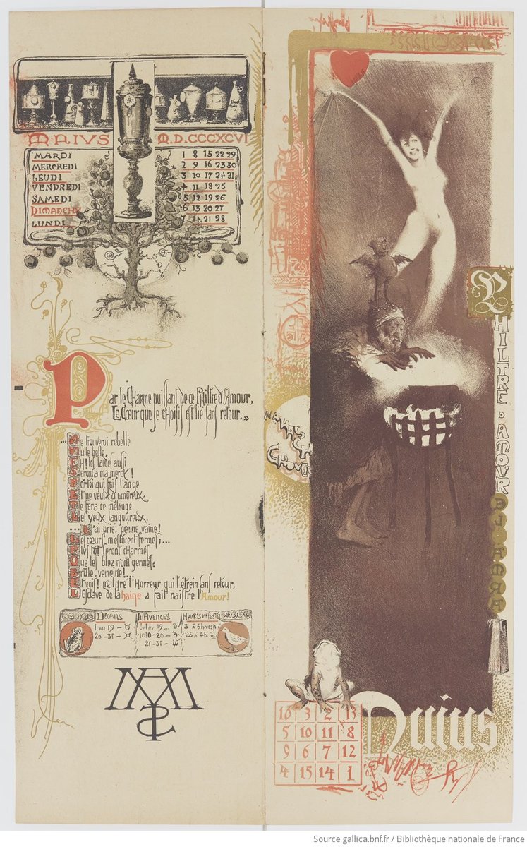 NativusAstro's tweet photo. May in in Calendrier magique, "Magic calendar", by Austin de Croze (1896). https://t.co/68XLVVMWBs