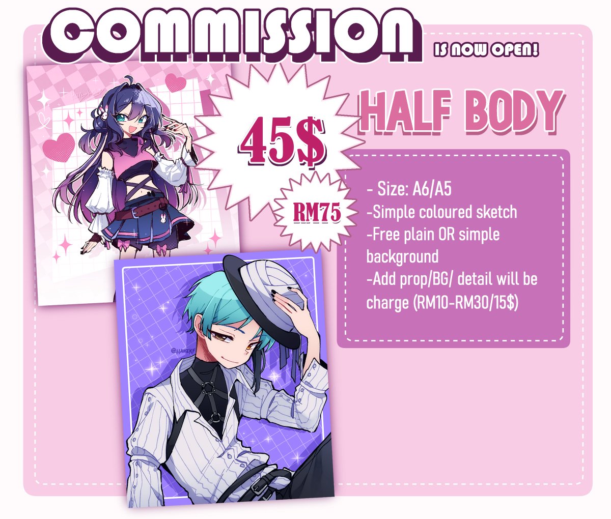 HanzKf's tweet photo. Hello!
My commission open again ⭐️!
✨️Shares, Reposts and any kind of support are appreciated ✨️

If you have any questions, don't hesitate to DM. Thank you so much🩵
#commissionㅤ 
#commissionopen https://t.co/j0fsEbgJe2