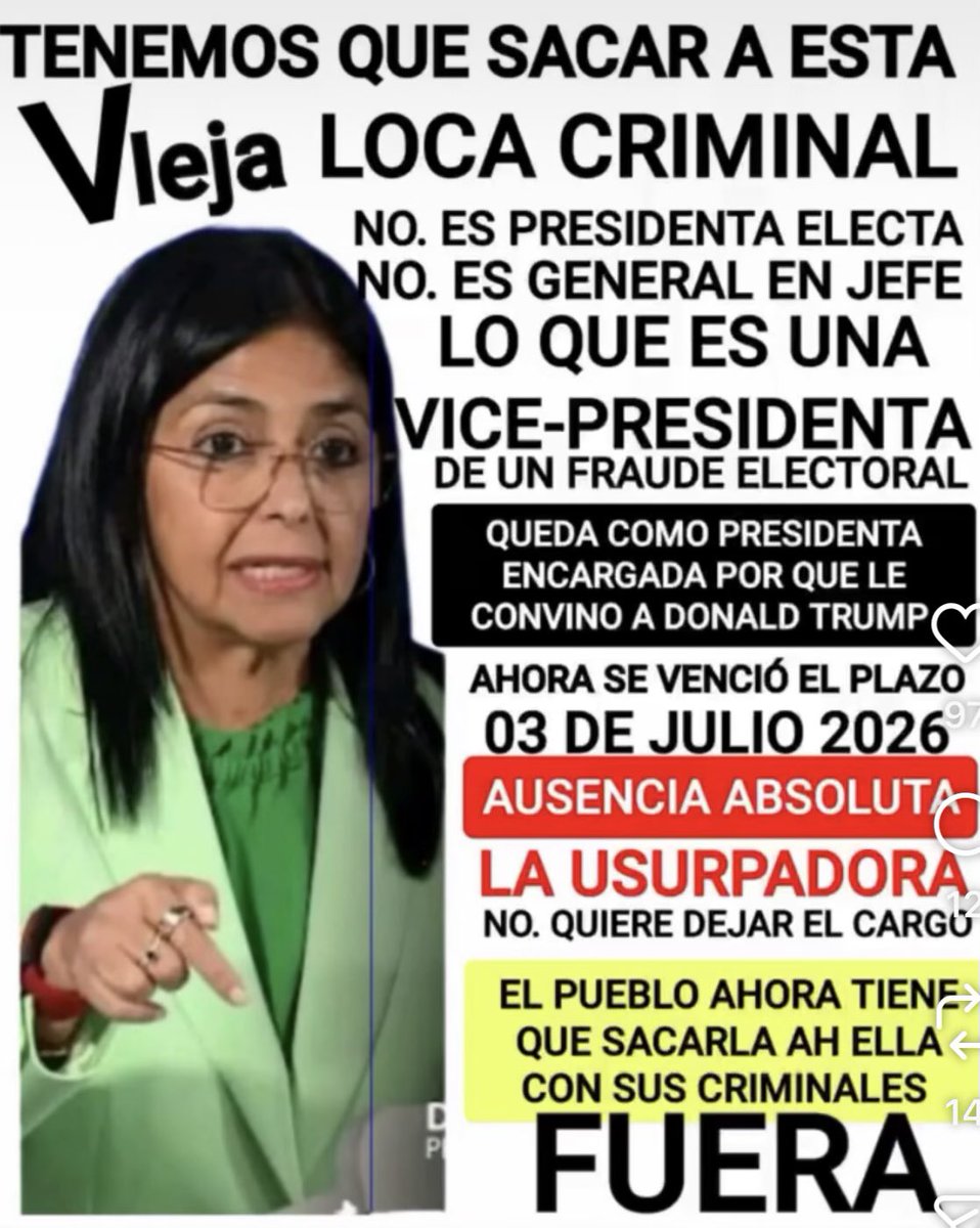 Pura_Miel's tweet photo. #PaFueraLaMonaInterina 
#LaInterinaEsElCartelDeLosSoles 

Si utilizaron a la Interina como tonta útil al principio ok pero ya es demasiado, no puede bajo ningún concepto quien lidere la reconstrucción de lo que ella misma destruyó @realDonaldTrump @RepMariaSalazar @SecRubio 
@usembassyve