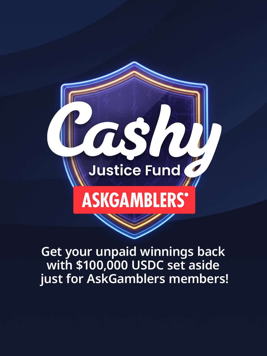AskGamblers's tweet photo. Got a closed, Unresolved complaint on AskGamblers with unpaid winnings?   

Cashy Casino's $1,000,000 USDC Justice Fund is here - with $100,000 USDC set aside EXCLUSIVELY for the @AskGamblers
community.  Check your eligibility &amp; apply now 👇

https://t.co/nrRQEWRRQC https://t.co/Py860GnBds