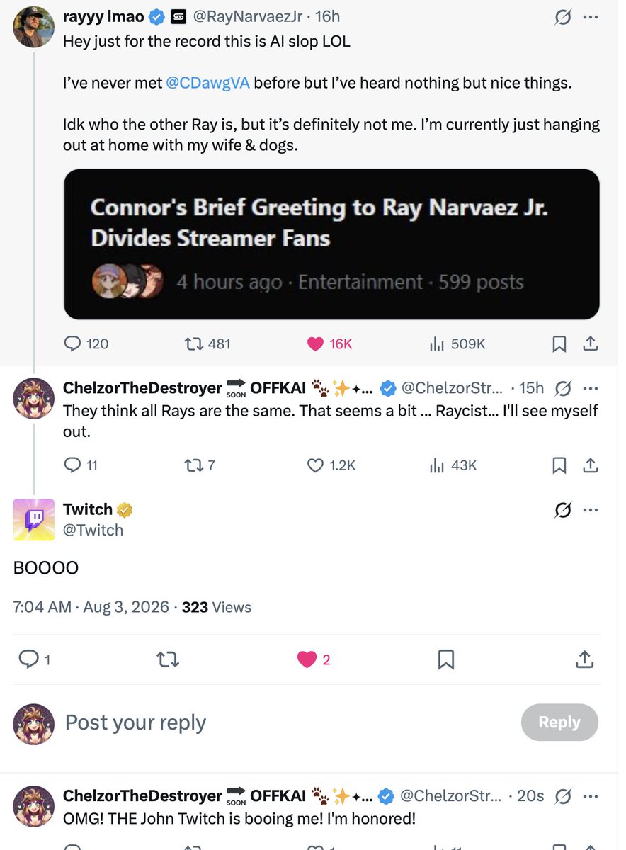 ChelzorStreams's tweet photo. I've peaked. @Twitch Booed me, lol. https://t.co/SEJzte9LTV