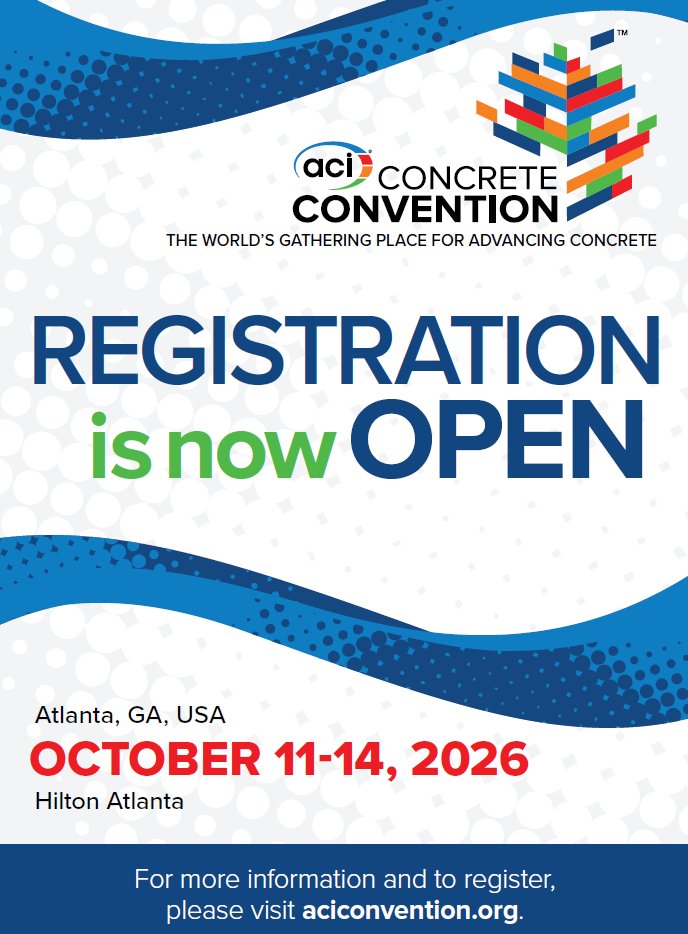 cjdarnell's tweet photo. Registration is open for the Fall 2026 @concreteaci Concrete Convention in Atlanta, GA. Known as the world’s gathering place for advancing concrete, the convention will take place October 11 – 14, 2026.  Find all details and register here: https://t.co/zxlBLVusYR https://t.co/L1GbMADc8H