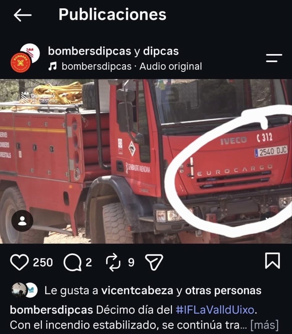 BBFF_CgtPv's tweet photo. Ens pot dir algú de @BombersDipcas perquè el camió de la unitat d bombers forestals de Sant Mateu, q suposadament estava al taller, fa dies que el té el consorci de Cs treballant?. Bàsicament ho diem xk a Sant Mateu, en risc extrem d’incendis no tenen camió, ni material. https://t.co/Iz0GTHIscy