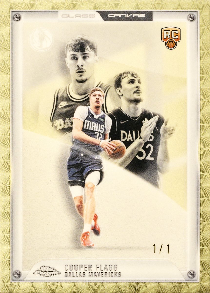 SportsCardInv's tweet photo. FIRST LOOK: The 2025/26 Topps Chrome Cooper Flagg Glass Canvas 1/1 Superfractor coming to Topps Chrome Update on Thursday, August 6th 🤩🔥

What cards are you chasing when Topps Chrome Update Basketball drops? 👀 https://t.co/xzvoboipFw