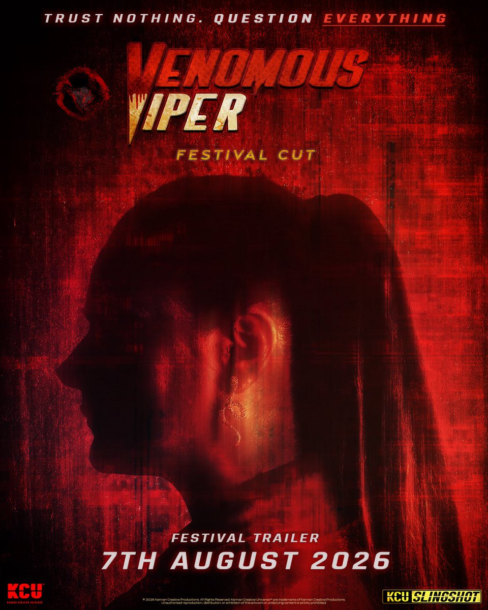 VenomousViperDD's tweet photo. Trust nothing, question everything… Festival trailer releasing this Friday! 

Coming to private screenings &amp; select film festivals. 

#VenomousViperMovie #VenomousViperFestivalCut #VenomousViperDishaDas #KannanCreativeUniverse #DishaDasVenomousViper https://t.co/boWAl1hWGU