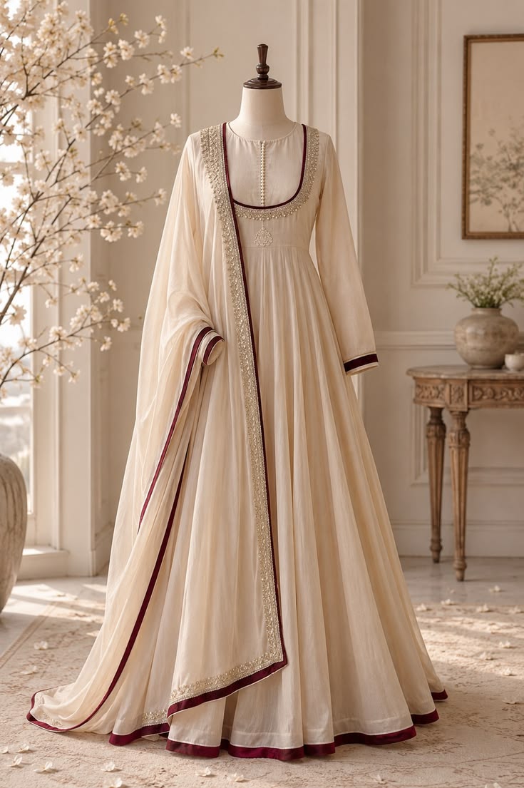 itshananaaaa's tweet photo. #AnarkaliLove #EthnicWear #IvoryAndMaroon #PakistaniFashion #DesiGlam #FestiveLook https://t.co/Pzj5QqByO1