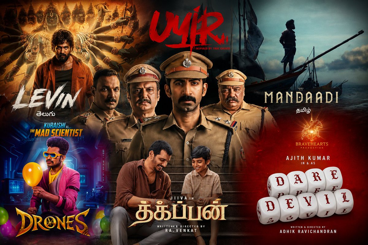 purushothhere's tweet photo. South Indian Cinema Roundup

From OTT premieres to fresh posters and theatrical release updates, here's everything making headlines today:

• Uyir – Premieres on JioHotstar (Aug 4)
• Lenin – Premieres on ZEE5 (Aug 7)
• Mandaadi – Kerala release by Sree Gokulam Movies (Sep 10)
• Drones – New poster out
• Thagappan – New poster unveiled
• Dare Devil – Latest update from Ajith Kumar's next #AK

Which one are you waiting for? 👀🔥