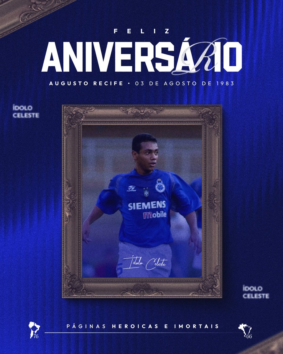 Cruzeiro's tweet photo. Hoje é aniversário do Augusto Recife! 🥳💙

Campeão da Tríplice Coroa, o volante marcou seu nome na história do Cruzeiro no início dos anos 2000! Parabéns, Carrapato Azul! 🦊🎂 https://t.co/cMGqzLgT2i