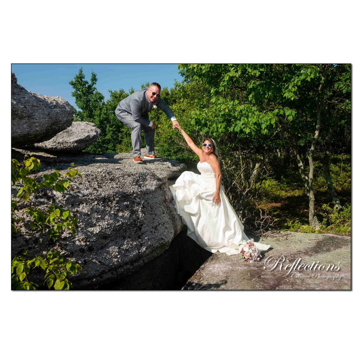 lancewek's tweet photo. PHOTO OF THE WEEK - trust me, that big black crack between the boulders is just that - BIG, WIDE &amp; DEEP!  So, when the bride asks you are you up for some rock climbing say hmmmmm! #photooftheweek #eaglerockresort #reflectionscreativephotography https://t.co/ZnEO4GEdbd