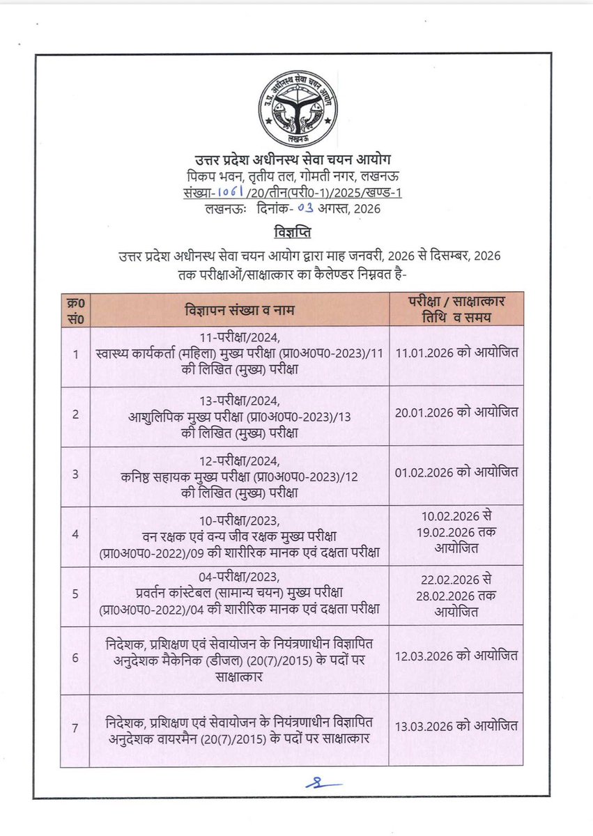 UpssscOfficial1's tweet photo. UPSSSC Upcoming Examination Calender 
#upsssc
#examination
#calender https://t.co/lERdTMu4Oh