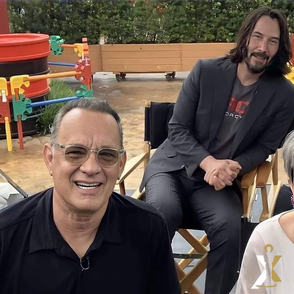 adeniyialiu007's tweet photo. This picture features the two legendary Hollywood actors, Tom Hanks and Keanu Reeves, attending the London premiere or press junket for the 2019 animated film Toy Story 4..
Hanks voiced the main character, Woody the cowboy, throughout the movie series, while Reeves provided the voice for the newly introduced Canadian stuntman character, Duke Caboom.