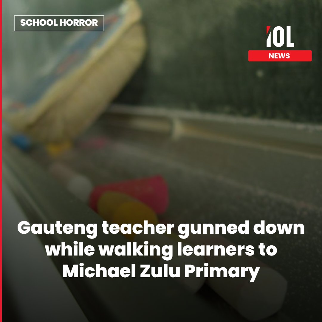 IOL's tweet photo. Gauteng reels after a 29-year-old teacher is gunned down around 07:00 while escorting learners to Michael Zulu Primary School in Tsakane.
Read on: https://t.co/yscrryJxNs
#Gauteng #Tsakane #MichaelZuluPrimary #TeacherKilled https://t.co/93wHxlXgf5
