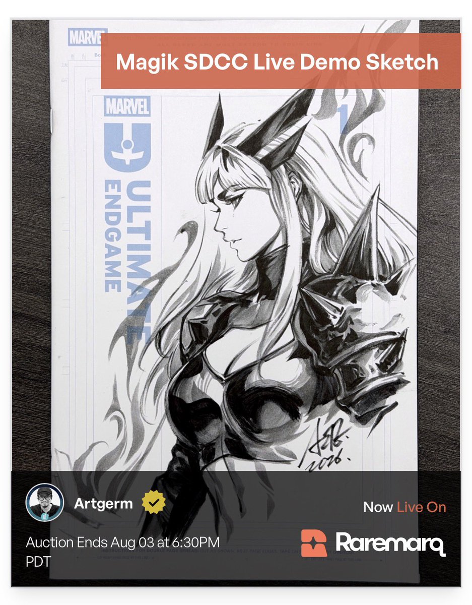 raremarq's tweet photo. We’ve got three incredible @Artgerm sketch cover auctions ending today!
https://t.co/9Pt1HeaatN
#raremarq #artgerm #psacomics #sketchcover #originalart https://t.co/PSTku5Pagc