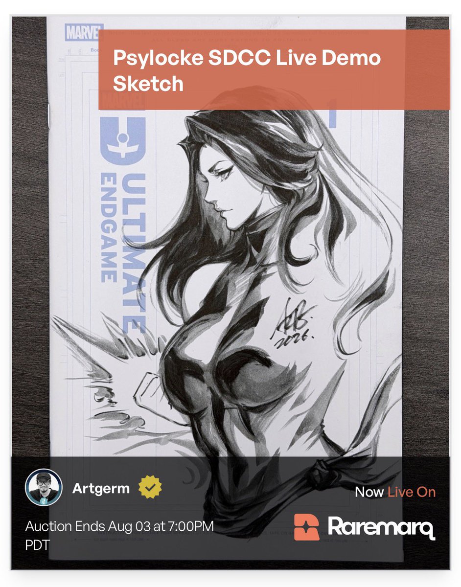 raremarq's tweet photo. We’ve got three incredible @Artgerm sketch cover auctions ending today!
https://t.co/9Pt1HeaatN
#raremarq #artgerm #psacomics #sketchcover #originalart https://t.co/PSTku5Pagc