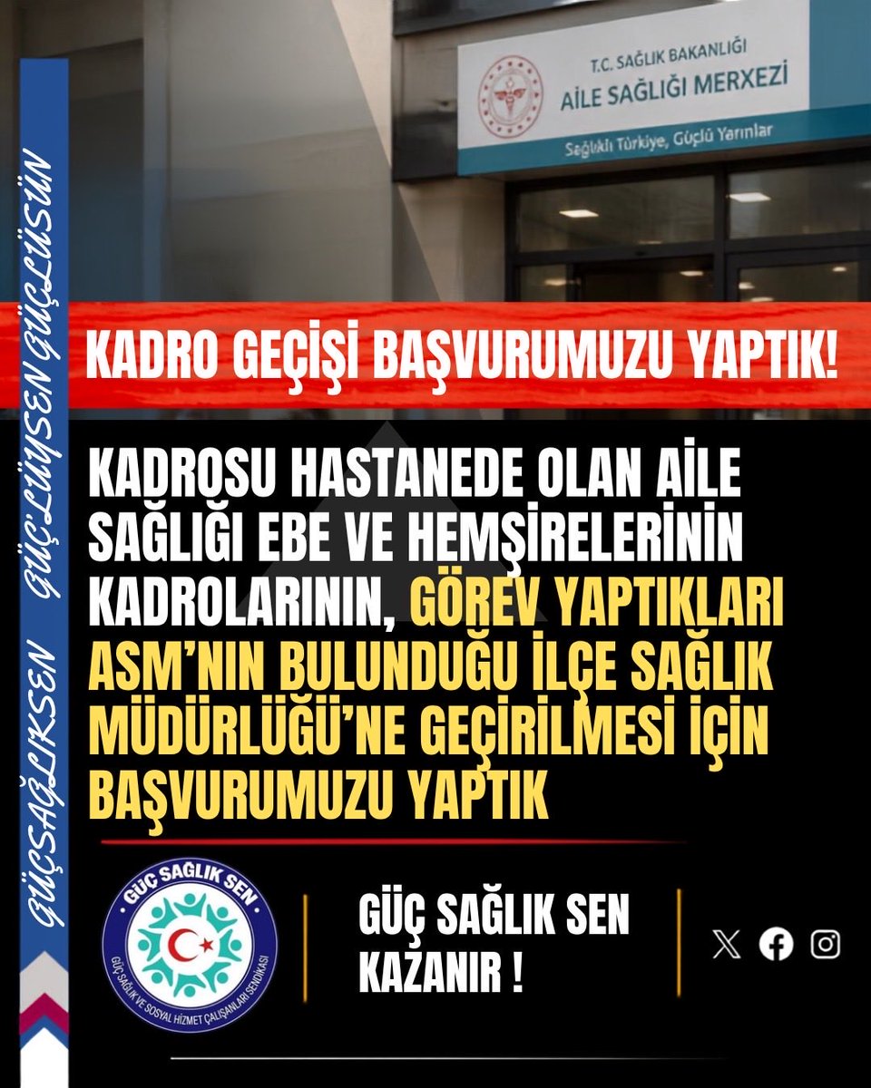 gssen2025's tweet photo. Kadrosu hastanede olduğu halde yılladır aynı Aile Sağlığı Merkezinde görev yapan Ebe ve Hemşirelerimizin kadrolarının görev yaptıkları Aile Sağlığı Merkezinin bulunduğu İlçe Sağlık Müdürlüğüne geçirilmesi için resmi başvurumuzu yaptık.
✅Fiilen görev yapmadıkları kadrolarda doluluk oranlarının düzenlenmesi,
✅İstifa, birim değişikliği süreçlerinde birimlerin eksik personelle hizmet vermek zorunda kalması, 
✅Koruyucu sağlık hizmetlerinde deneyimli personelin sistem içinde kalarak etkin ve efektif hizmet sunumuna katkı sağlaması gibi bir çok sebep göz önüne alındığında;
Talebimiz, çalışan iş güvencesi ve sağlık hizmetlerinde insan kaynaklarının doğru kullanımı açısından geç kalınmış zorunlu bir gerekliliktir. 
@tcbestepe @RTErdogan 
@saglikbakanligi @drmemisoglu @halksagligigm 
#ebe #hemşire #kadro #ailesağlığımerkezi