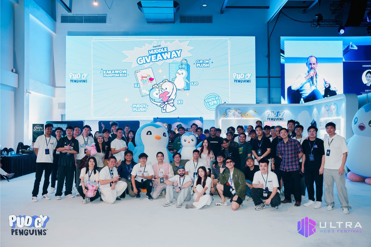 PenguAsia's tweet photo. As Pudgy Penguins grows across Asia, we’re meeting more families, collectors and new fans discovering Pengu for the first time.

Seeing people run up to the mascot, collectors proudly pick out their favourite pieces and communities come together around the brand showed us how naturally Pudgy Penguins belongs in this region.

We’re bringing the world’s most loved penguin closer to Asia, one city at a time.