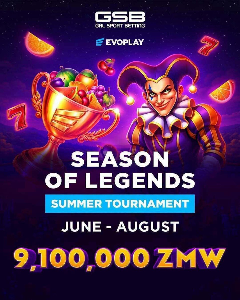 GSBZambia's tweet photo. 🔥The Evoplay Season of Legends is here! 🎰

Spin your favourite Evoplay slots, earn points, and climb the leaderboard for a chance to win your share of 9,100,000 ZMW! 🏆

👉 https://t.co/Wpt5k7Y2Ep

#GSBZambia #galsportbetting #SeasonOfLegends #Evoplay #SlotTournament #BigWins https://t.co/NvhM3clyLy