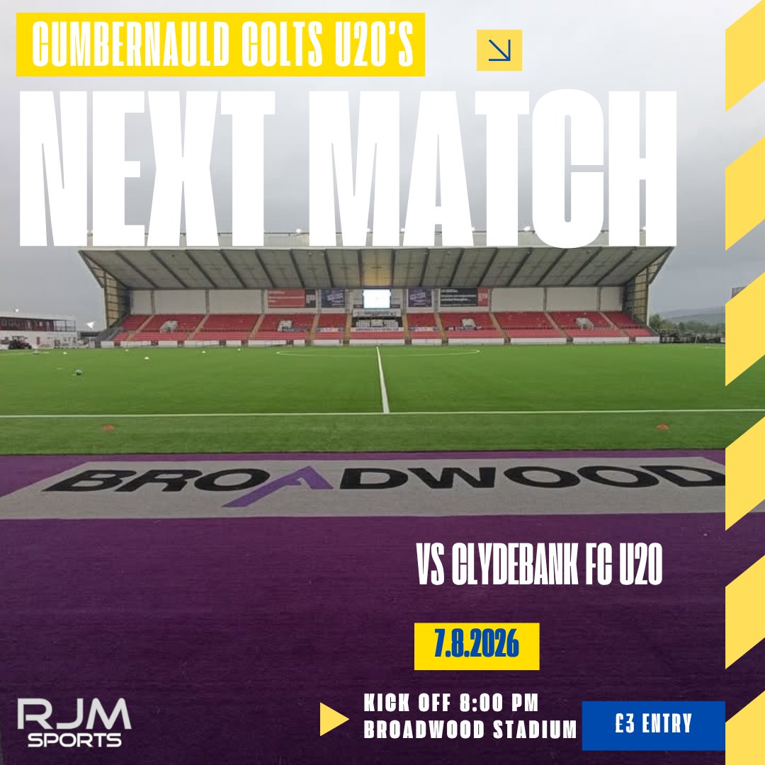 OfficialCColts's tweet photo. On Friday our U20's team start a new season 

📆 Friday 7 August
🆚Clydebank FC U20
⚽Scottish Lowland Development League (West)
🕰️8pm
📍Broadwood Stadium 
💰£3 entry (access from Turnstile D, gate open from 7:45pm to 8:10pm) (U16's must be accompanied by an appropriate adult) https://t.co/kJIXVBcs8B