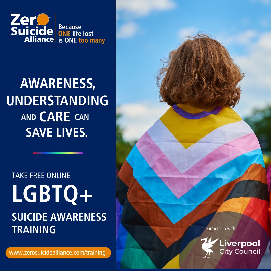 Zer0Suicide's tweet photo. Talking about suicide can saves lives.

Our LGBTQ+ Suicide Awareness Training aims to give people the tools to recognise when someone might be struggling and to offer support, compassion and understanding.

Whether you’re LGBTQ+ yourself, an ally, a friend or family member, or working in a community or professional role, this short online course can help you feel more prepared to make a difference.

https://t.co/mwZpoEvQbH

#LGBTQ #SuicideAwareness #SuicidePrevention #ZSATraining #LivedExperience