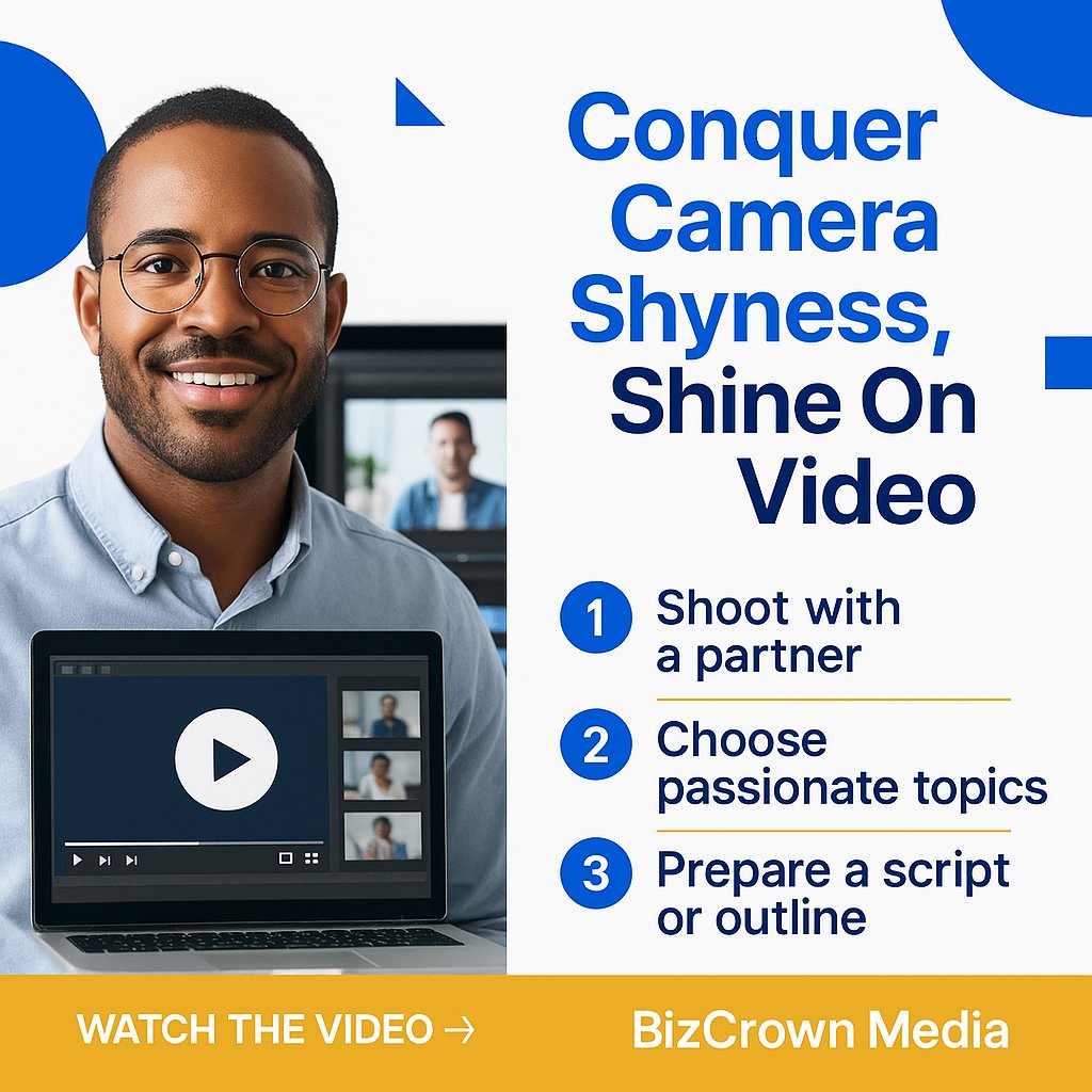 BizCrownMedia's tweet photo. Conquer camera shyness & build authority with video! Dr. Mayo's tips help you shine & put your marketing on auto.
#VideoMarketing #BizCrownMedia #ContentTips https://t.co/q7rFf9DUwM https://t.co/U19Q5ObFnS