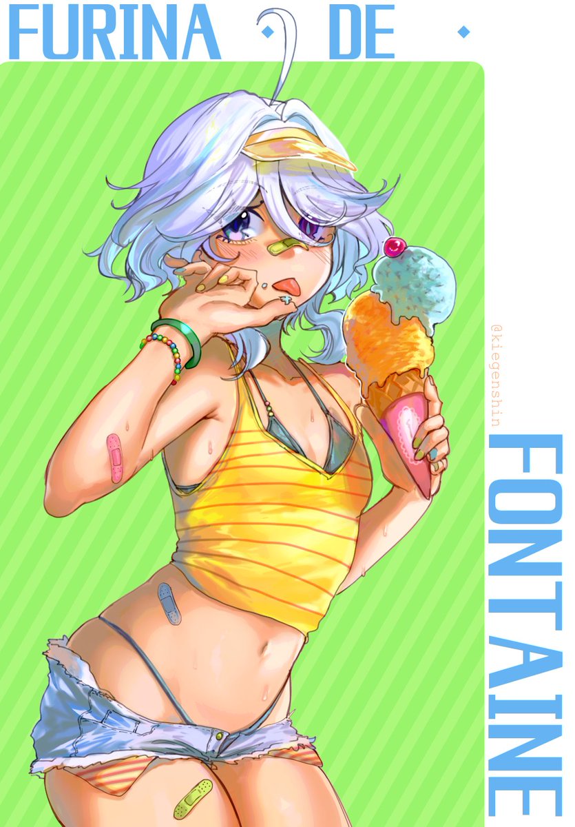 kiegenshin's tweet photo. Feels like summer so its time for my yearly summery Furina 🏖️🏖️🏖️ https://t.co/Mvs1htt5v1