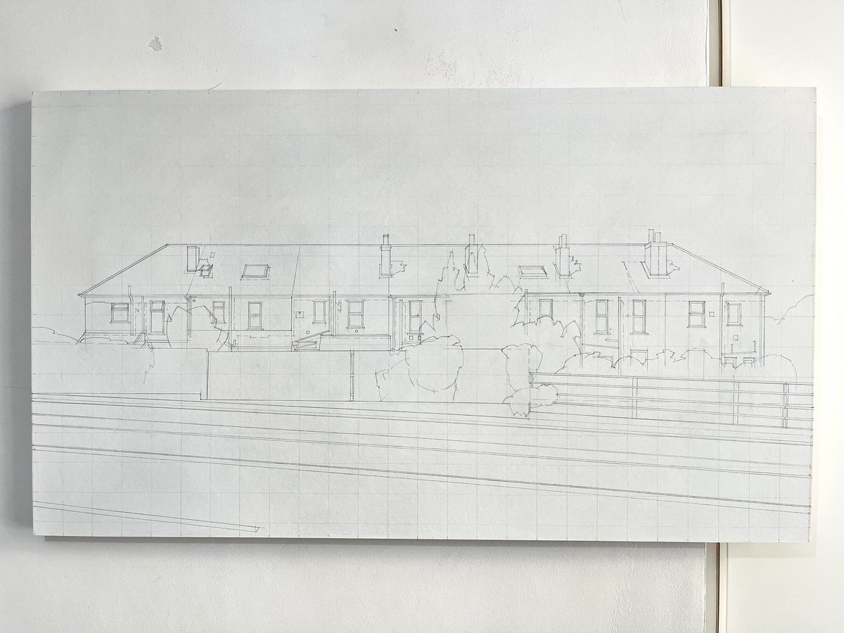 richardmcj's tweet photo. Work in progress. Underdrawing done for this large landscape study of the rear of an isolated terrace that I’ve been fascinated by for years. Watch this space..
#wip #oilpainting #architecturedrawing #backgarden #terracedhouse https://t.co/3oq0bNb2bq