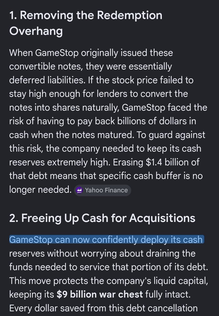 MindandEmotion7's tweet photo. $GME can now deploy $1.4 billion more of its war chest for acquisitions! https://t.co/3958drrALa