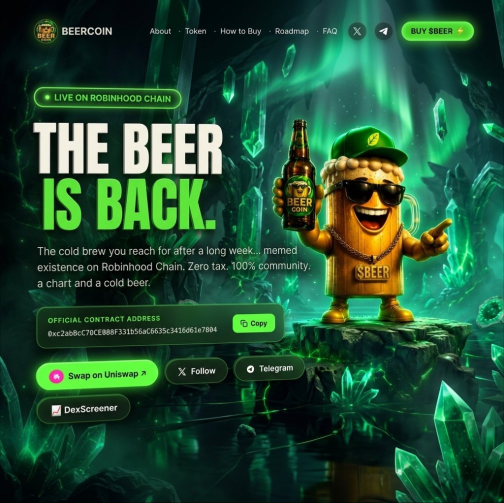 Beercoinxyz's tweet photo. 🍺 As promised... we're already getting to work! 🚀

Actions speak louder than words.

Today we're rolling out the first upgrades we announced:

🌐 Completely redesigned website Built from the ground up with much more detail, a fresh look, and a small hidden extra waiting to be discovered. 👀
The website will continue to evolve with new features over time.

💻 For the best experience, visit on desktop or in landscape mode.

🐦 Our X profile has also been refreshed with a cleaner look and updated branding.
This is only the beginning.

Raise your beer, take a look around, and let us know what you think! 🍻💚

🌐 Website
https://t.co/6ZDrfE27rp⁠�

🐦 X
https://t.co/2UKlc0rsGr⁠�

📈 DexScreener
https://t.co/VS1h2a9Nf7⁠�

💬 Telegram Community
https://t.co/LKWhtubK9F⁠�

🍺 One Beer. One Community. One Future.