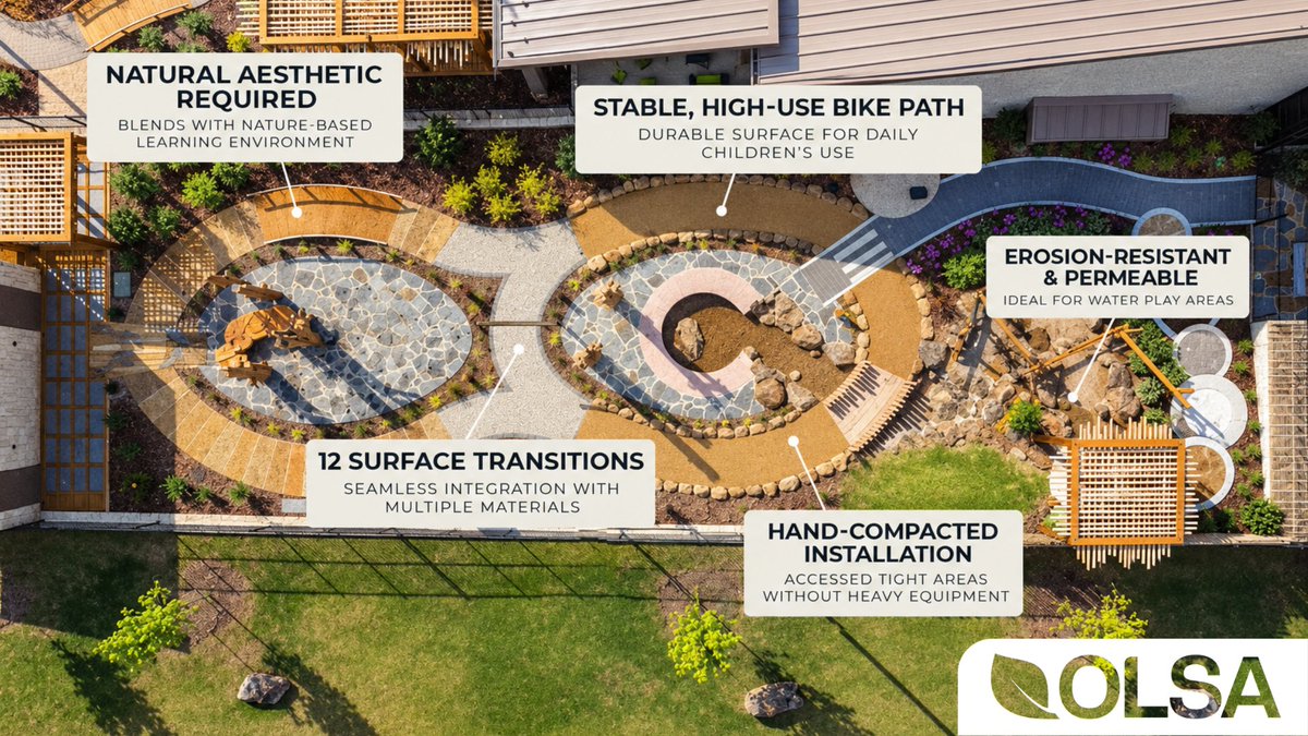 OrganicLock's tweet photo. For Tulsa Educare 4, Organic-Lock Stabilized Aggregate (OLSA) helped create durable, permeable pathways that blend naturally into the landscape.
https://t.co/YXdTQz5bNz
#OLSA #LandscapeArchitecture #NaturePlay #PermeablePaving #OrganicLock #LandscapeDesign https://t.co/rCXzmanyyp