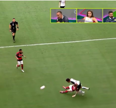 liberta___depre's tweet photo. Para Renta Ruel, comentarista de arbitragem da ESPN, não houve pênalti de Bruno Gomes, do Internacional, em cima de Matheus Bidu. 

Para comentarista o gol do Corinthians contra o Flamengo, na Supercopa, teve lance semelhante, e o gol foi validado. 

Via: @ESPNBrasil 

📷Divulgação