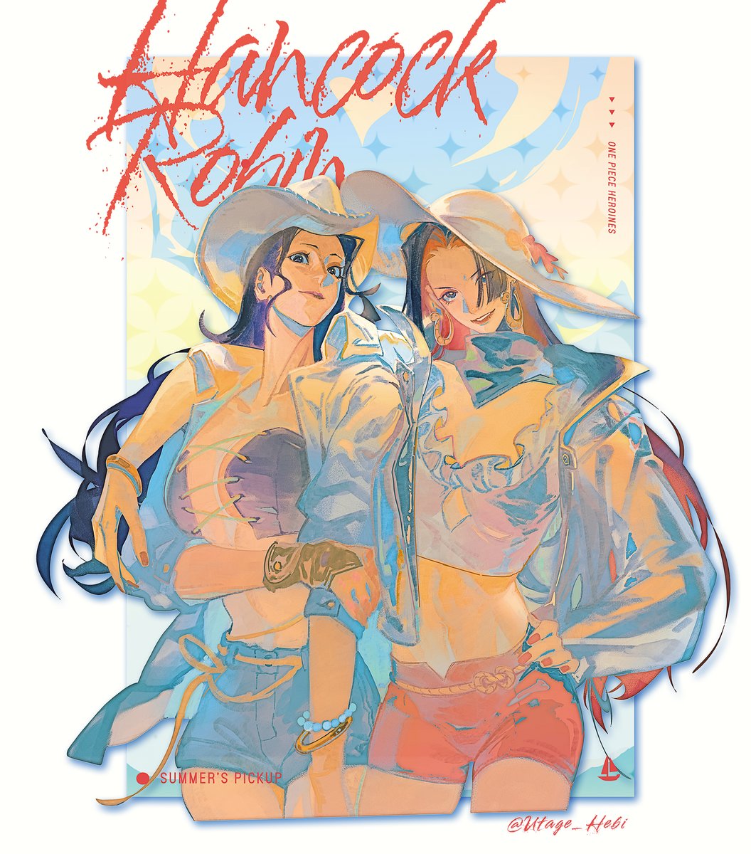 UTAGE_Hebi's tweet photo. Summer! The ladies by the sea! ☀️
 #ONEPIECE  #NicoRobin #BoaHancock 
Get the artbook here: https://t.co/3nniacJ7Lt (Ships from NA) https://t.co/VsmbH0E0ge