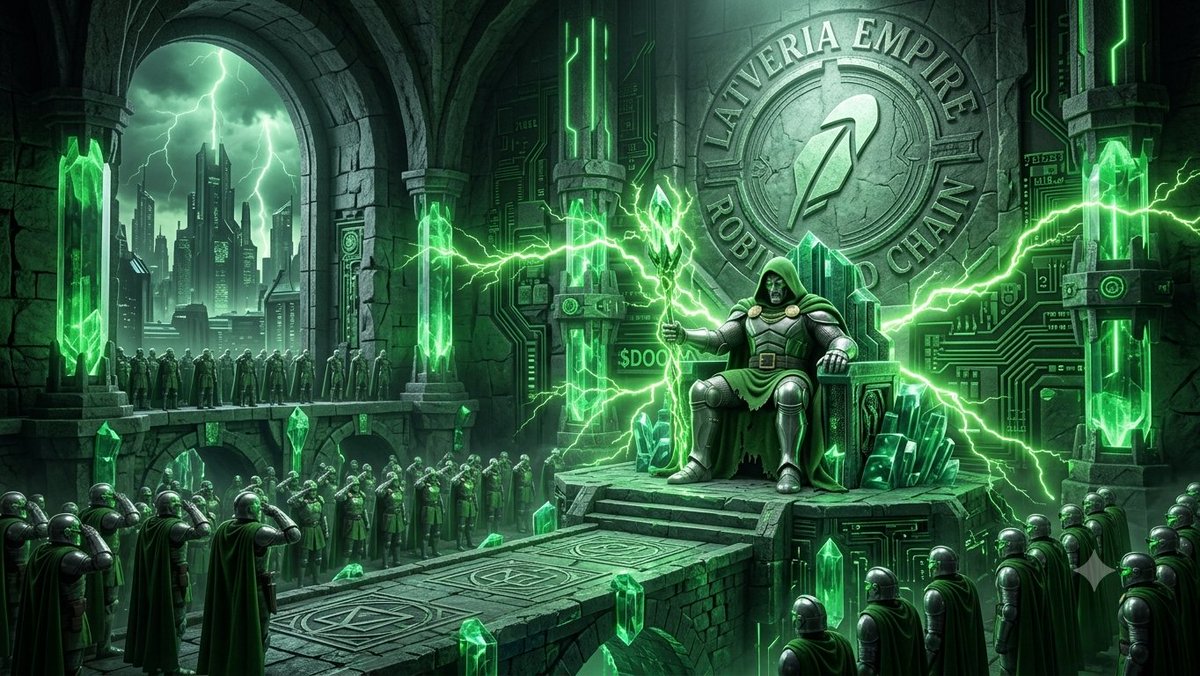 DoomOnRHC's tweet photo. A monarch is only as formidable as the legion behind him. 🦹‍♂️🟢

To those who refuse to follow the herd, to those who demand strength over weakness: welcome to the ranks of Latveria.

We do not ask for market approval. We enforce our presence. ⚡️

Stand with $DOOM**. 

#DOOM #Legion $RHC $RobinhoodChain $Memecoin